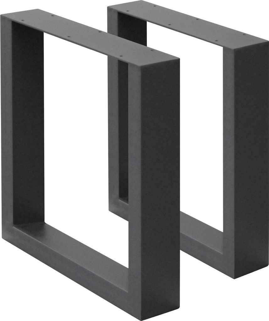 ECD Germany 2x Tischbeine / Bankkufen aus Vierkantprofilen, 30x43 cm, Anthrazit, pulverbeschichtete Stahl, Industriedesign, DIY Metall Tischgestell