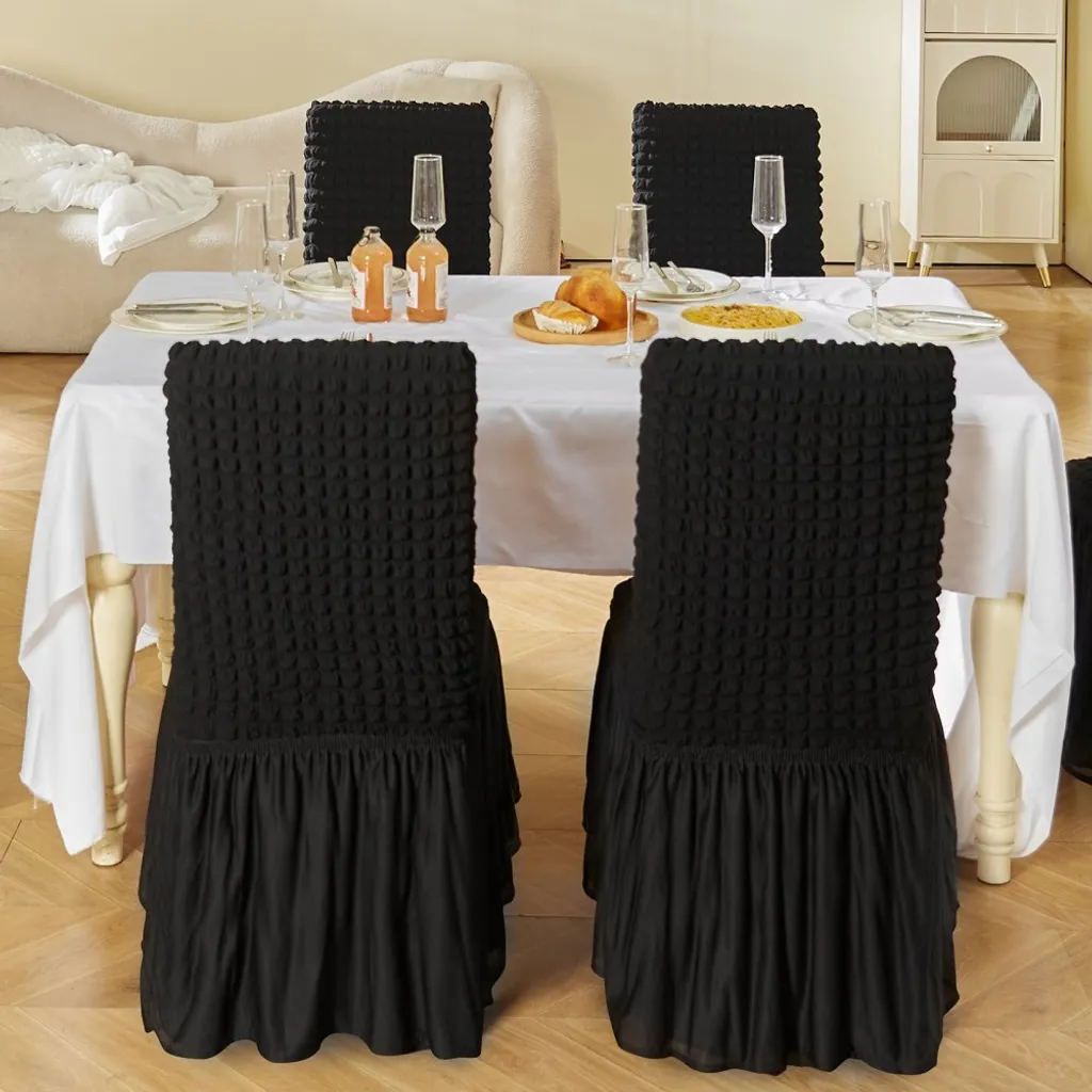Fodere Elastiche Per Sgabelli Da Bar Rettangolari – Set Da 2 Pezzi, Nero, Tessuto Poliestere E Spandex, Antiscivolo, Lavabili, Adattabili 15-50 Cm