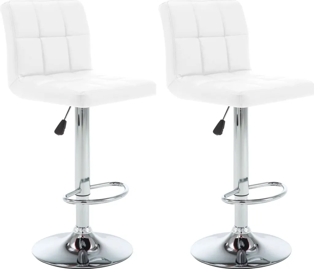 Sgabelli da Bar Regolabili vidaXL Bianco Similpelle - Set da 2 Pz - 10