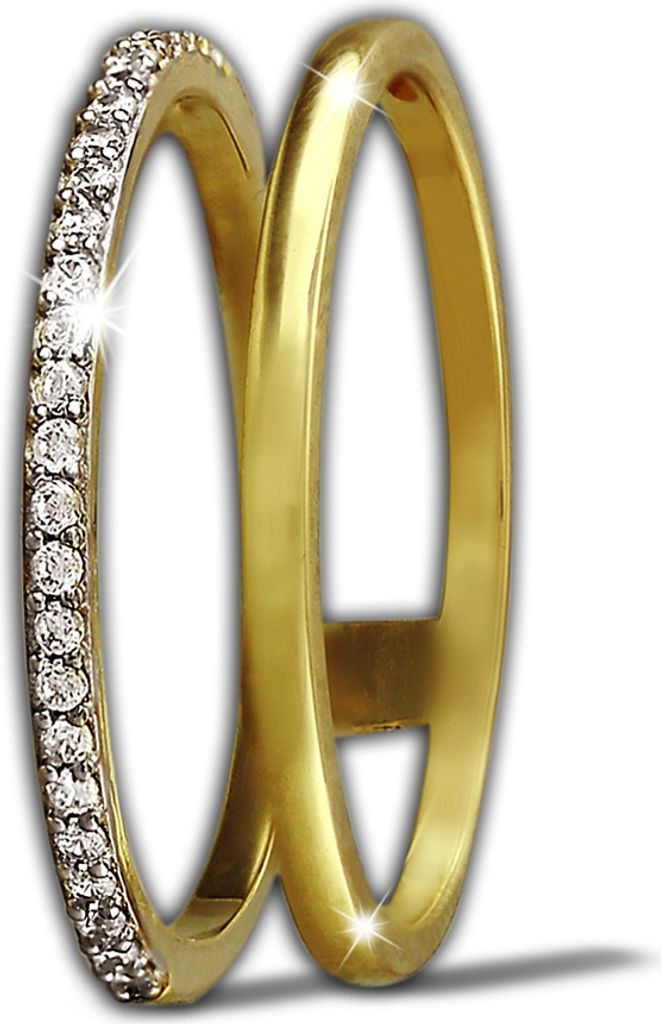 GoldDream 8 Karat Gold Doppel Ring Gr.56 Zirkonia 333er Gelbgold D2GDR505Y56
