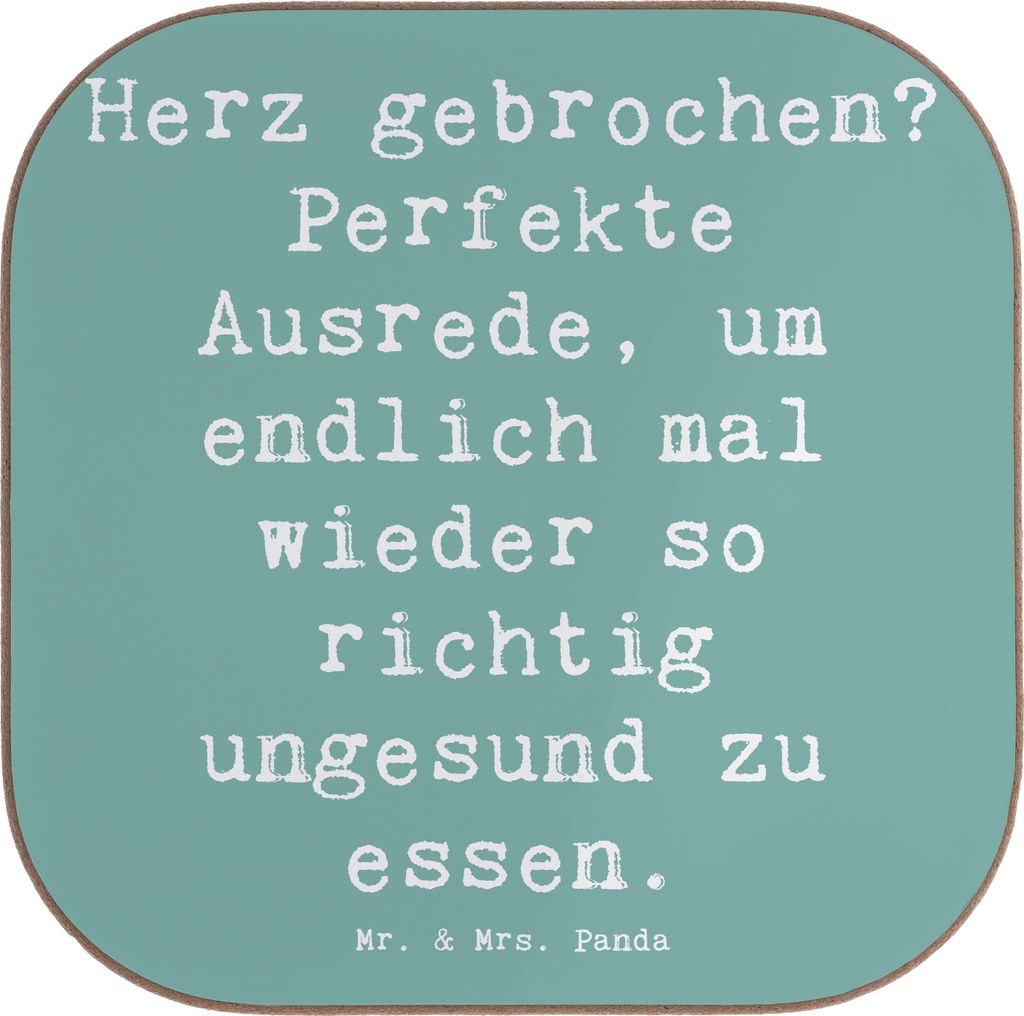 Mr. & Mrs. Panda Untersetzer Glas Spruch Liebeskummer Tröster - Meeresbrise - Geschenk, Herz gebrochen, Lächeln, tröstende Botschaft, Trost, Hol...