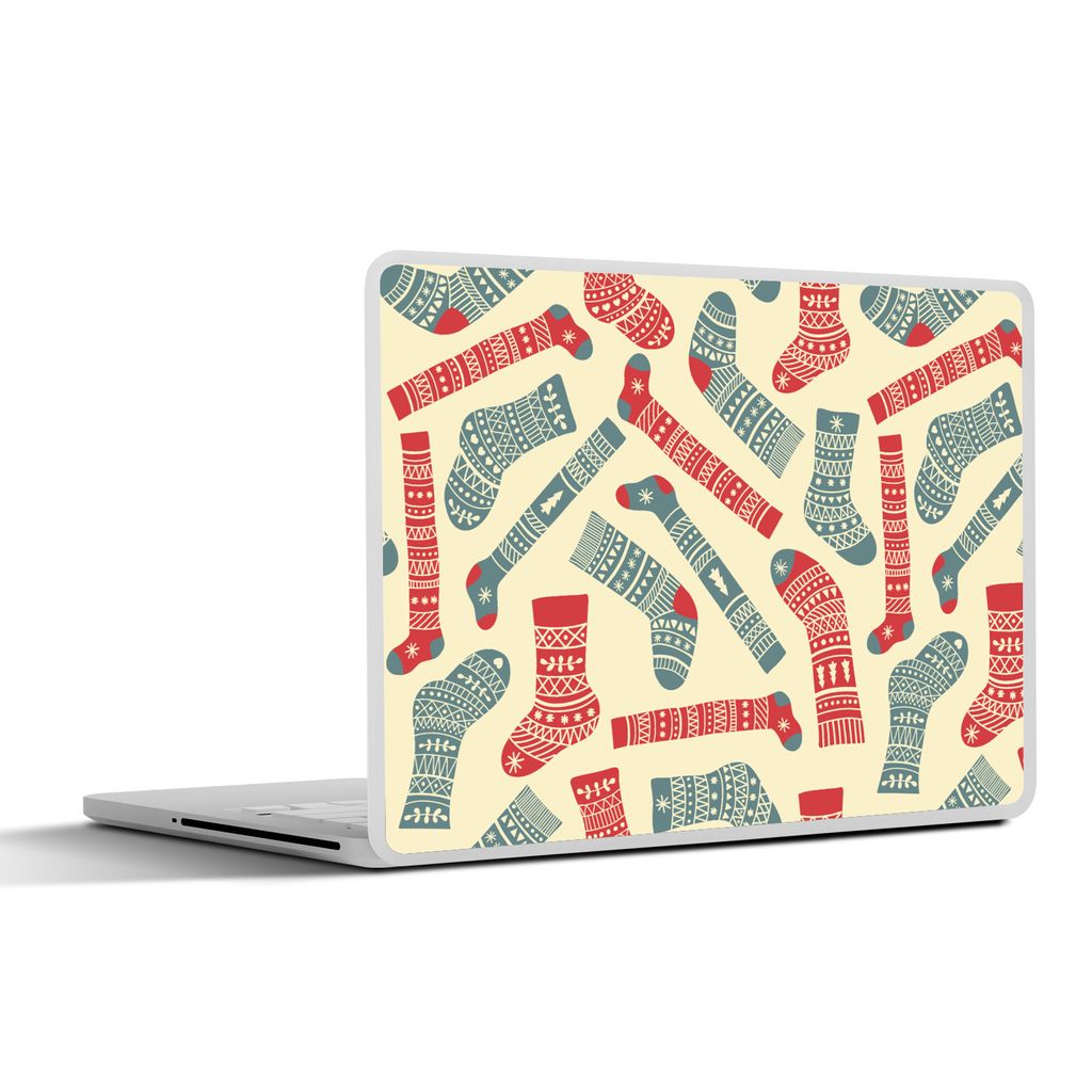 MuchoWow Laptop Aufkleber Sticker Cover Weihnachten - Socken - Schnittmuster 40x30 cm - Laptop Dekoration - Selbstklebend