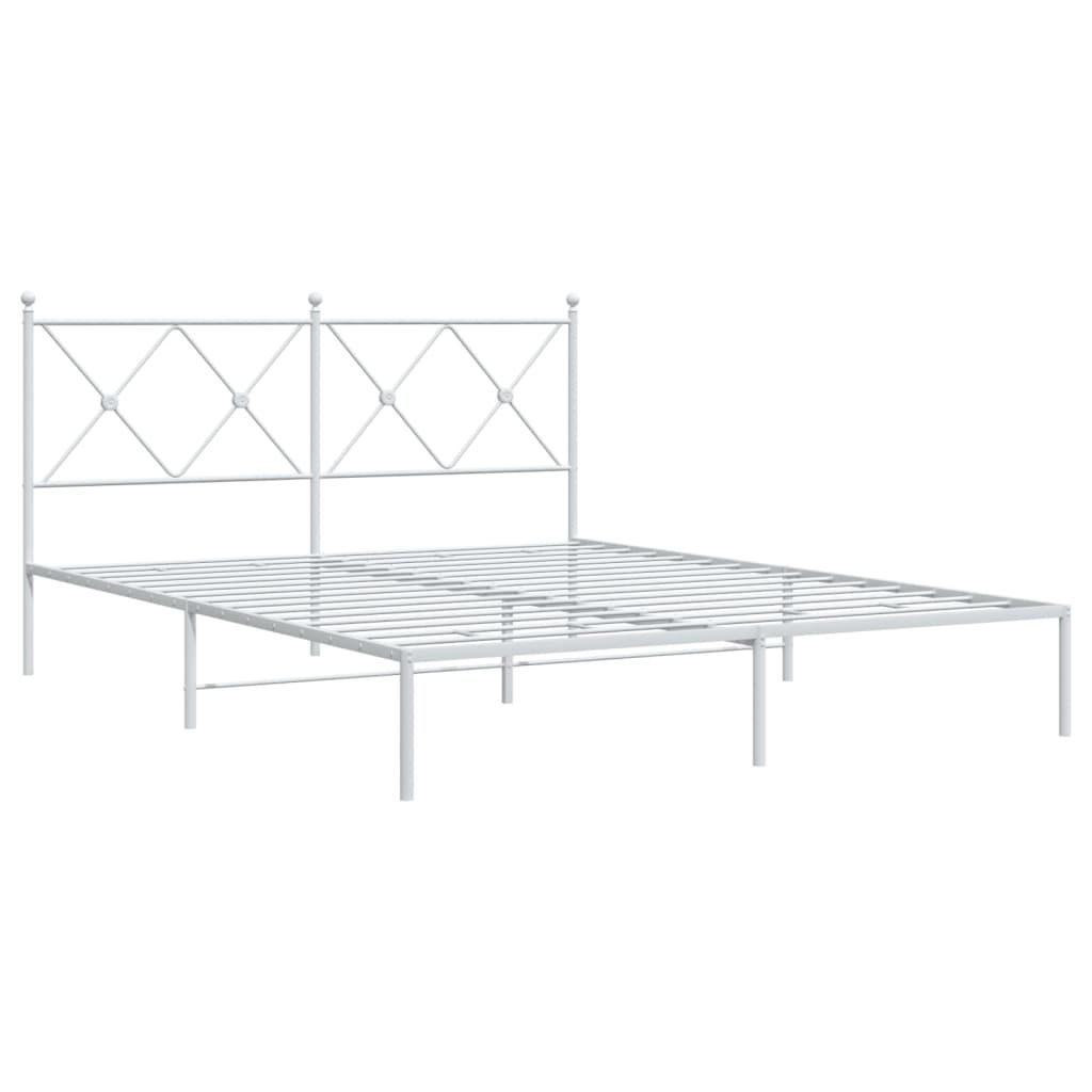 Bettgestell mit Kopfteil Metall Weiß 150x200 cm Produktbild 