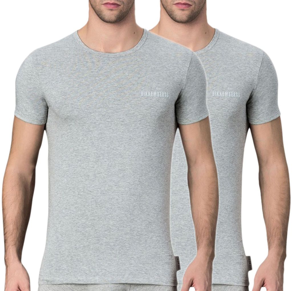 Bikkembergs Herren T-Shirt Sweatshirt Shirt Oberteil mit Rundhalsausschnitt, kurzärmlig , Größe:L, Farbe:Grau-dunkelgrau