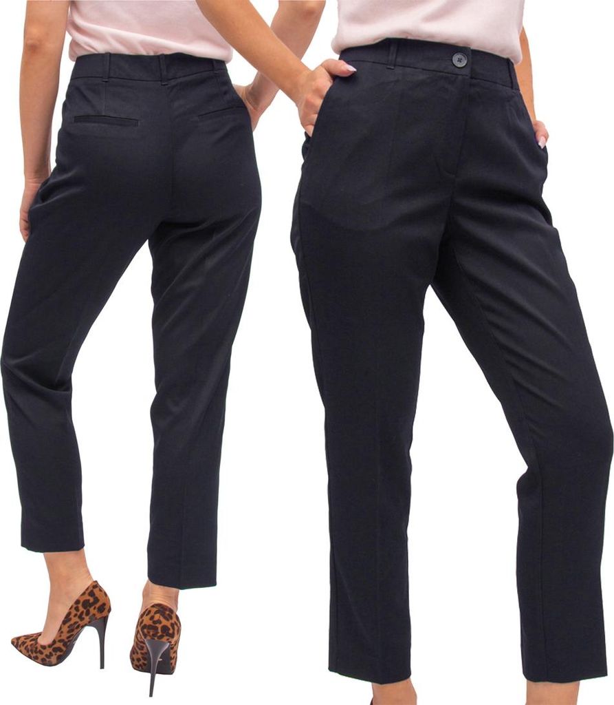 FIRI Elegante Damenhose, 7/8 Bein hoch, High Waist, dunkelblau, 56