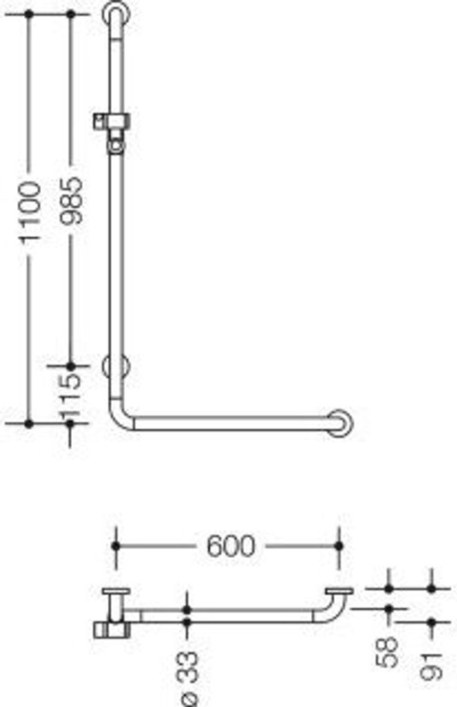 HEWI 801.33B216 92 Winkelgriff m.Br.H., Ser 801, matt,
