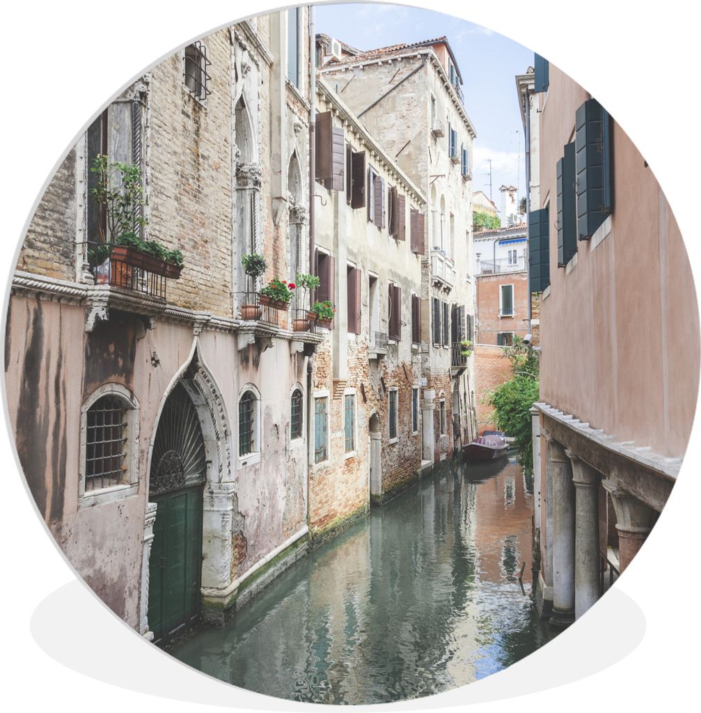MuchoWow Rundes Wandbild - Runde Bilder Venedig - Italien - Kanal Ø 90 cm Kreis Wanddekoration Kunststoff - Wandkreis - Wandschmuck - Wand-Kreis...