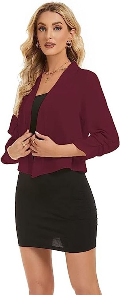 ASKSA Damen Bolero Elegant Chiffon Strickjacke Leichte Produktbild 3