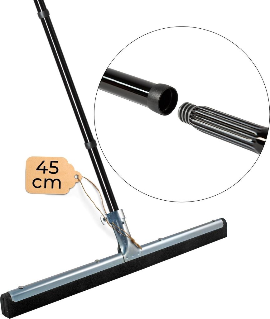 Novaliv Wasserschieber Bodenabzieher 45cm mit Stiel 137 cm Duschabzieher Abzieher Dusche Boden Abzieher Fenster Profi Wasser Abzieher Schieber für...