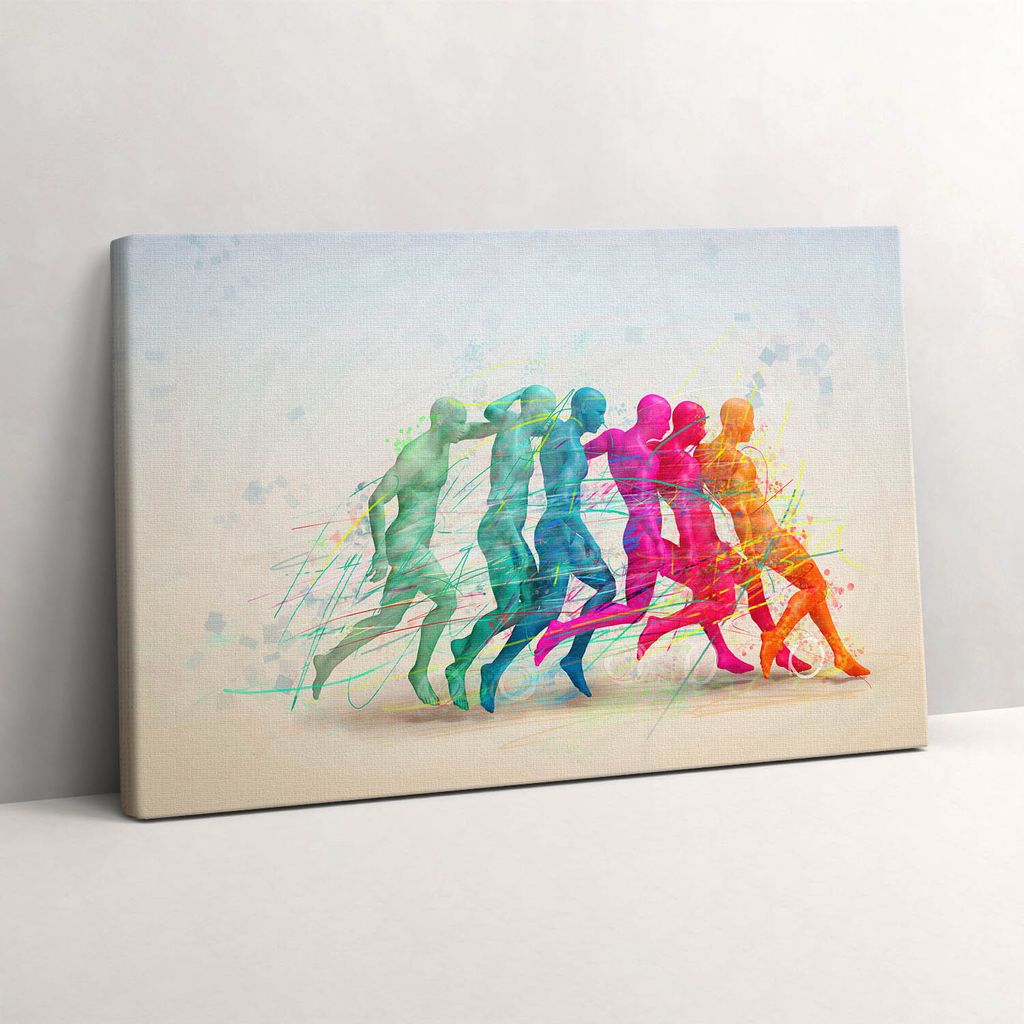 Bunte Menschen – Leinwandbild Wandbild – 30x20 cm – Leinwandbilder – Wandbilder – Schlafzimmer – Flur