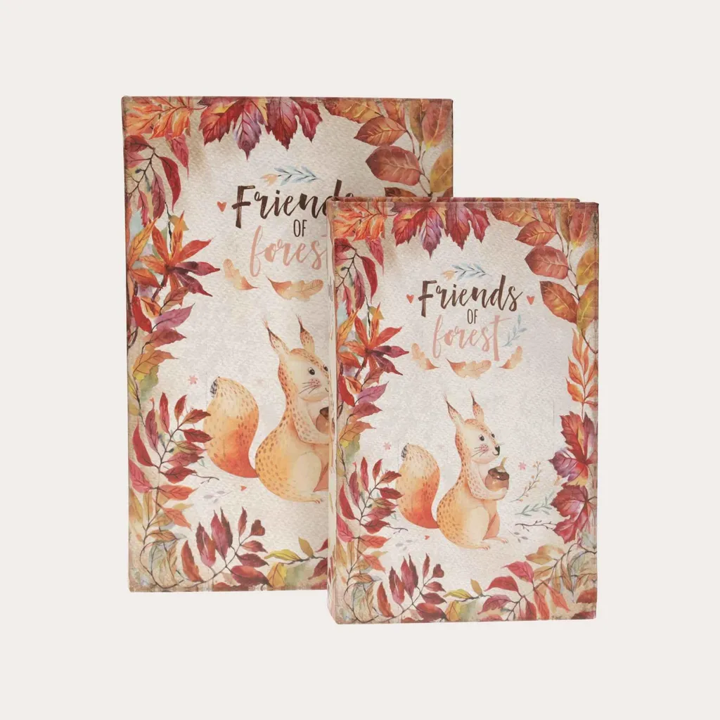 KEYHOMESTORE Lot de 2 Boîtes-Livres en MDF au Design Vintage Élégant