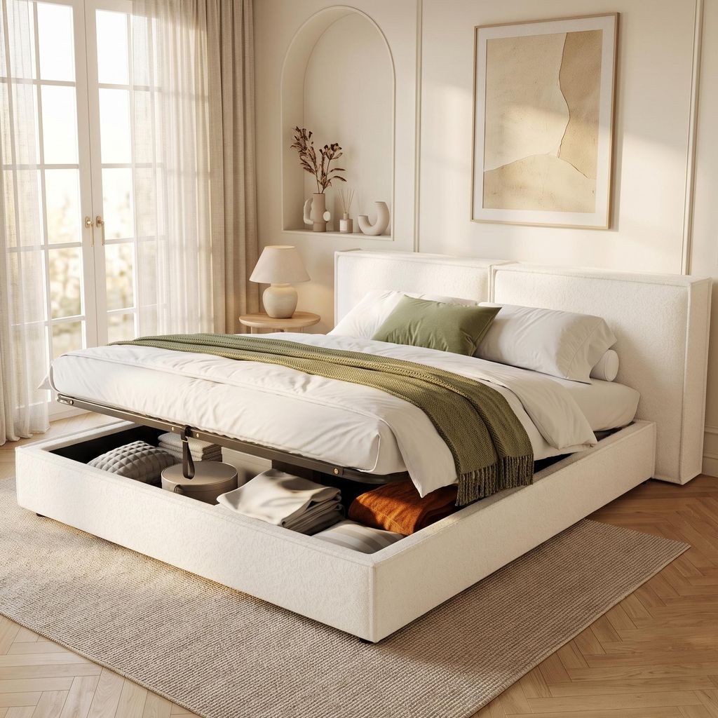Lit hydraulique rembourré 180x200 cm avec espace de Image du produit 