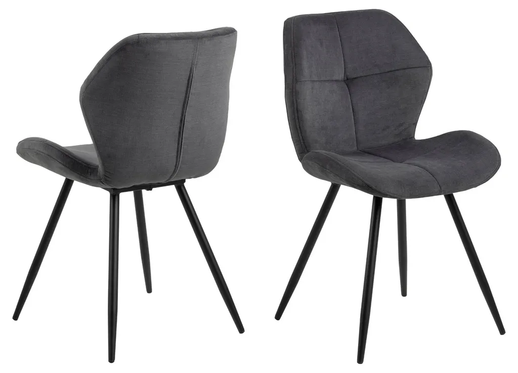 Chaise de salle à manger Petri grise et noire pour bureau ou séjour