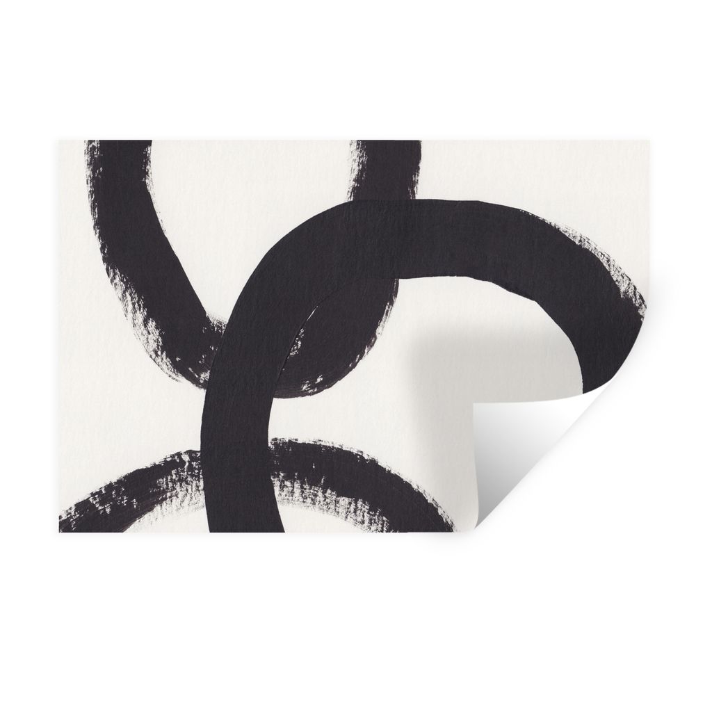 MuchoWow Wandtattoo Wandsticker Wandaufkleber Abstrakt - Formen - Schwarz - Kreise 30x20 cm Selbstklebend und Repositionierbar - Wierderverwendba...