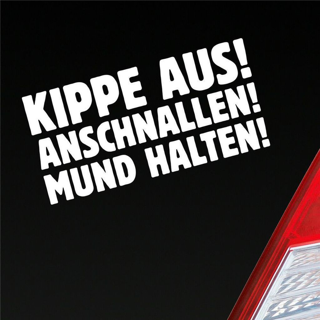 Auto Aufkleber Kippe aus! Anschnallen! Mundhalten! 19x6 cm Weiss Matt Sticker Heckscheibenaufkleber