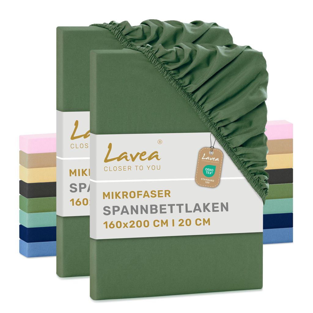 Lavea® 2er Set Spannbettlaken 160x200 cm aus Mikrofaser, Produktbild 
