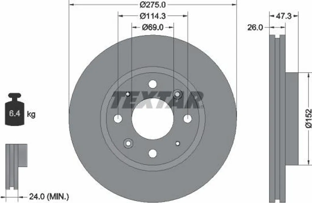 Disque de frein TEXTAR 92136700 : stoppez les vibrations sur Kia Cerato