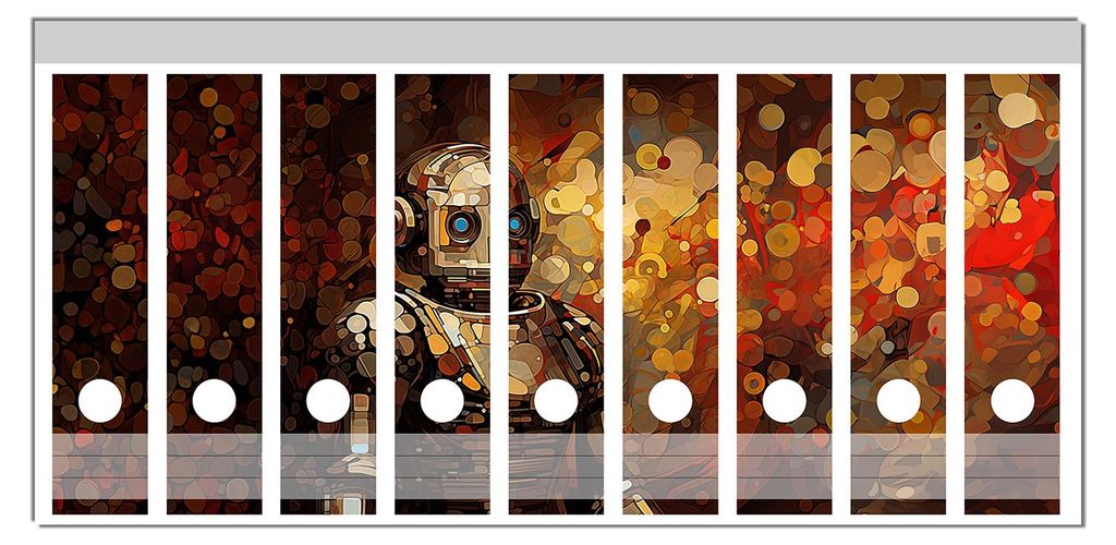 Wallario Ordnerrücken Sticker, selbstklebend für breite Ordner, 9 Stück, Motiv Bildnis eines Roboters