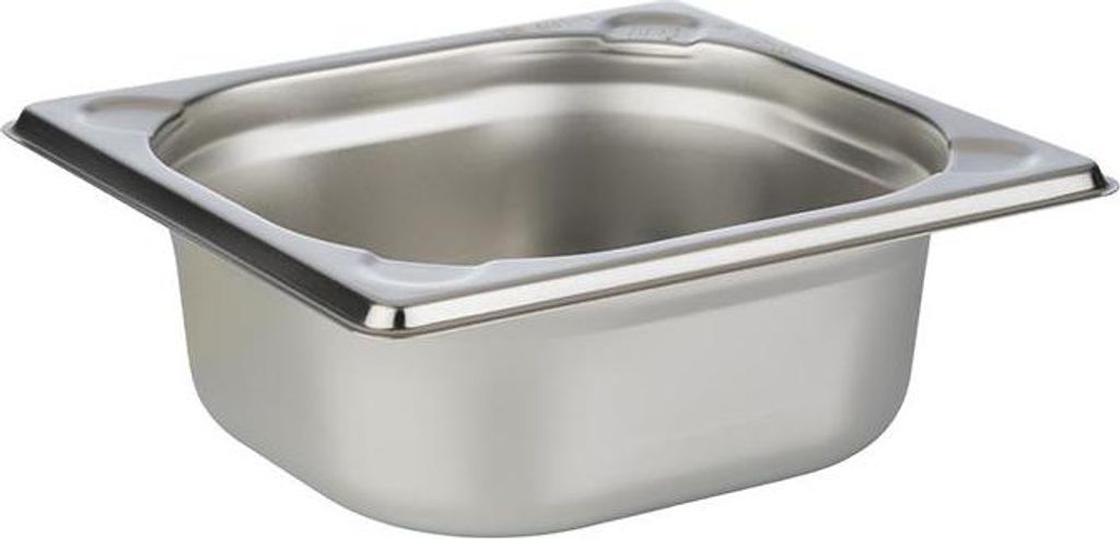 APS 81602 GN 1/6 Behälter, Edelstahl, 17,6 x 16,2 cm, Tiefe 65 mm, 1 Liter