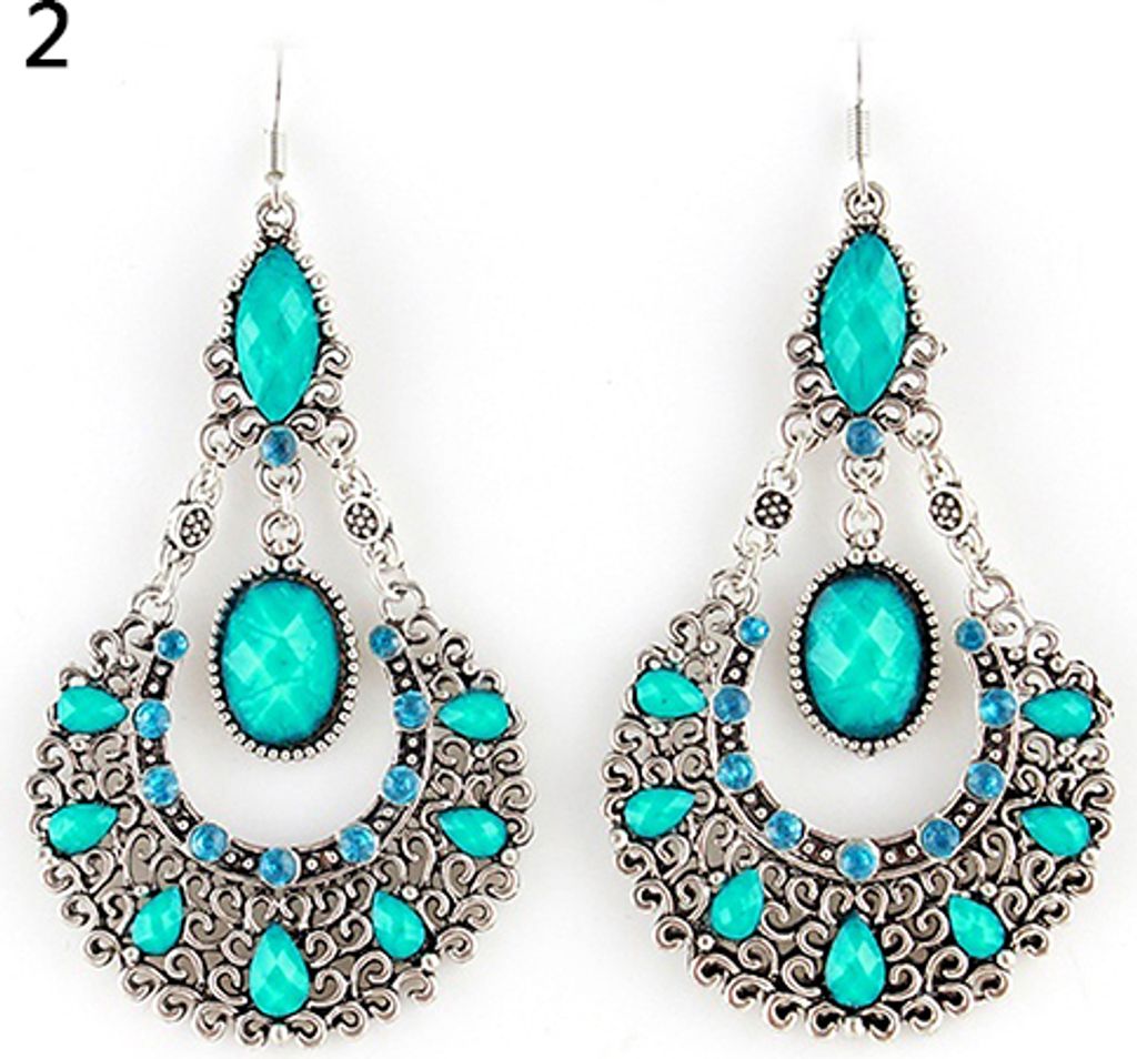 Modische Damen-Ohrringe für Hochzeit, Brautschmuck, hohle Strass-Wassertropfen-Ohrringe-Blau
