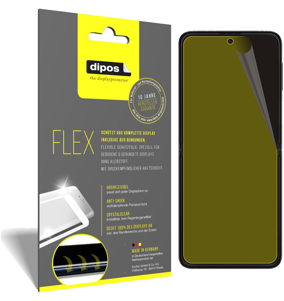 3x Schutzfolie für Samsung Galaxy Flip 3 Folie, 100% Displayabdeckung, dipos