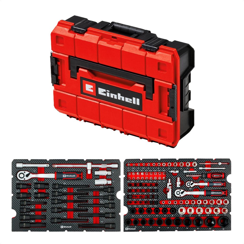 Einhell E-Case Werkzeugkoffer KFZ 121-teilig schwarz/rot Produktbild 