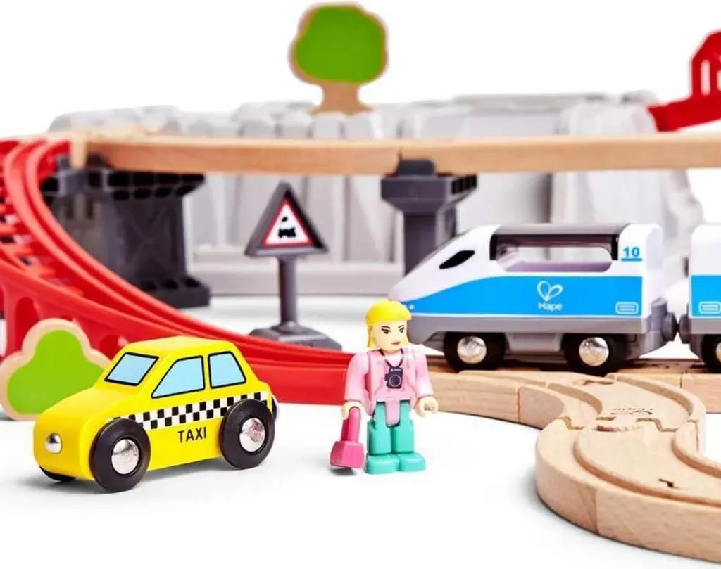 Circuit de train en bois Hape complet pour enfant dès 3 ans avec bac - 18