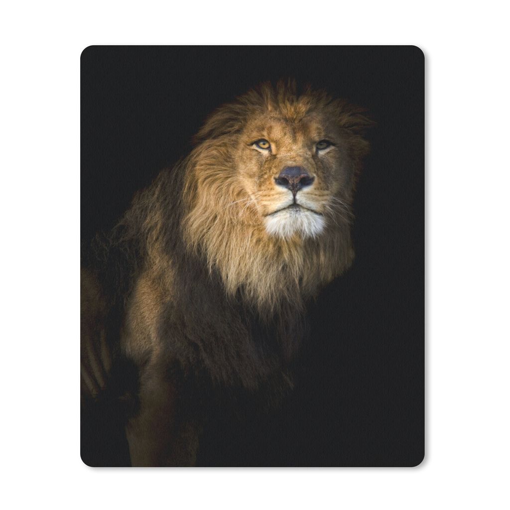 MuchoWow Mauspad Mousepad Löwe - Licht - Schwarz - Porträt 30x40 cm - Mousepads - Maus Mat - Pad - Mausunterlage - Mausmatten