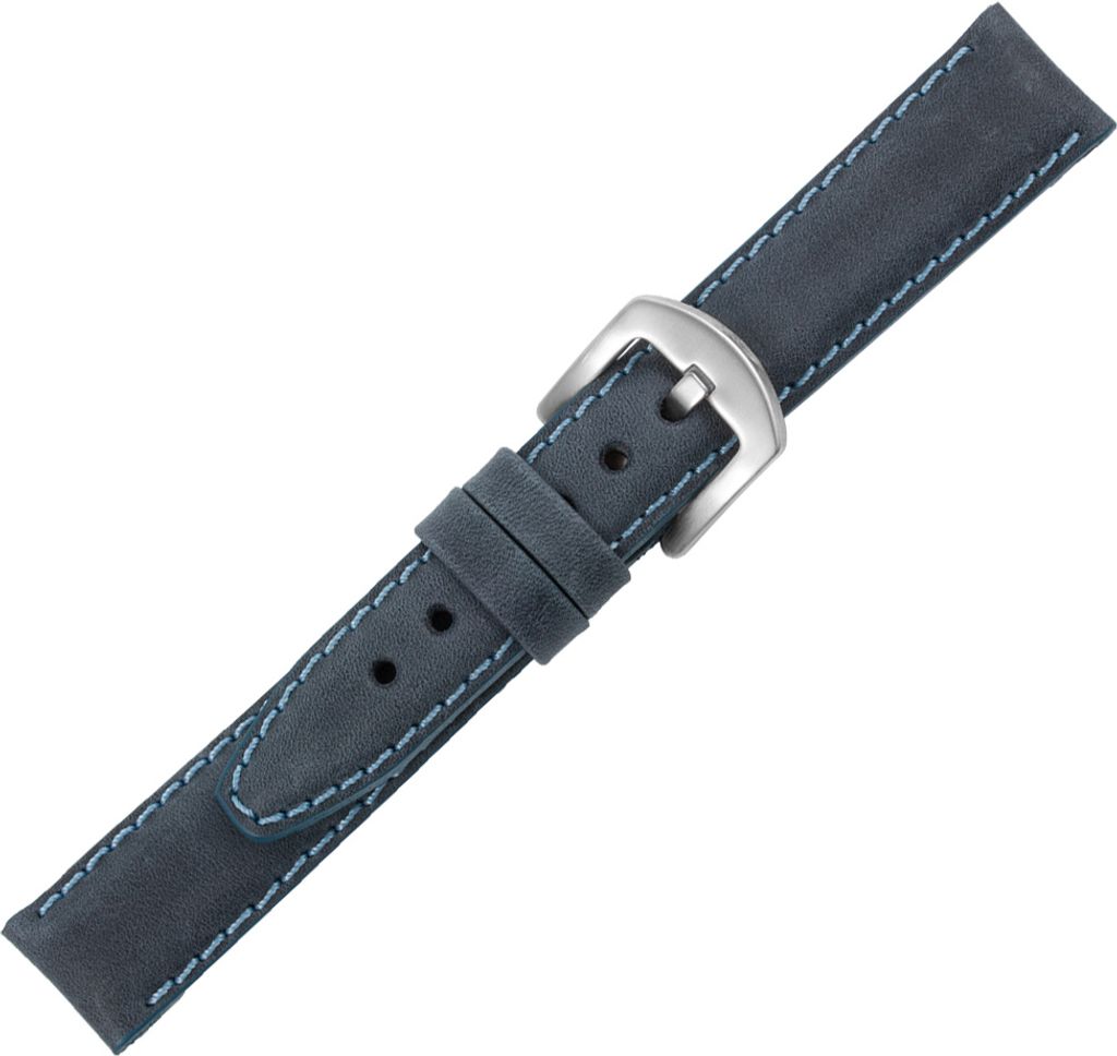 Minott > Uhrenarmband blau Kalbsleder > gepolstert Verlauf Used Look, Stegbreite:20mm, Schließe:Silbern