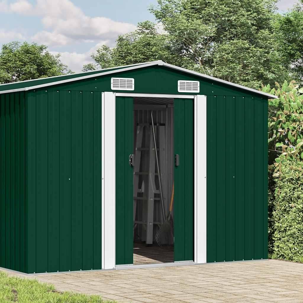 vidaXL Gerätehaus 257x392x181 cm Metall Grün Produktbild 