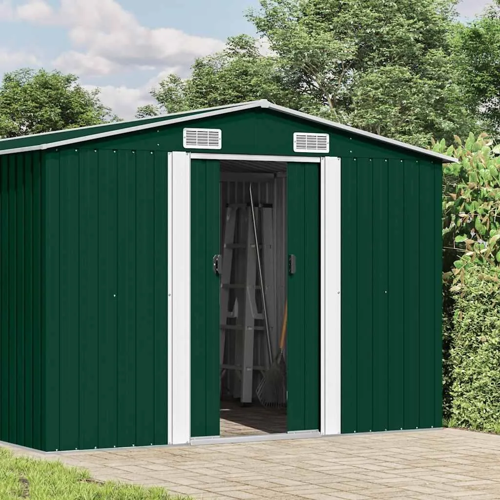 Abri de jardin pour outils et vélos 392x257 cm - Stockage métal vert
