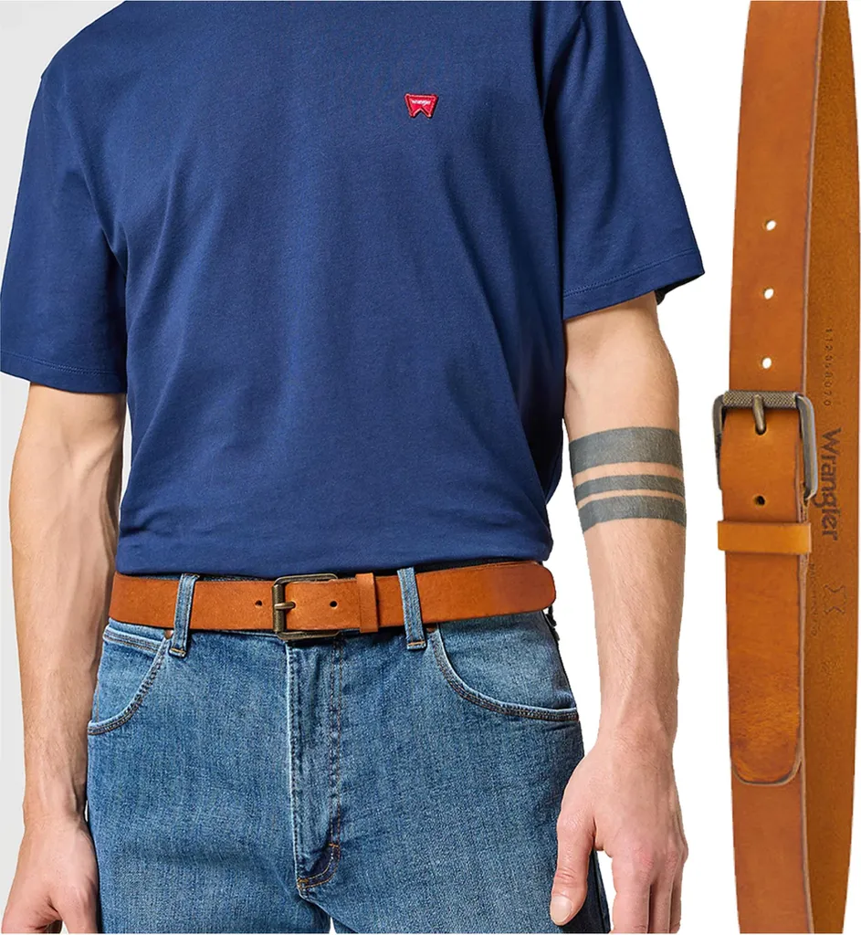 Wrangler Cintura Pelle Cognac Premium 112358070 - Uomo 100% Pelle