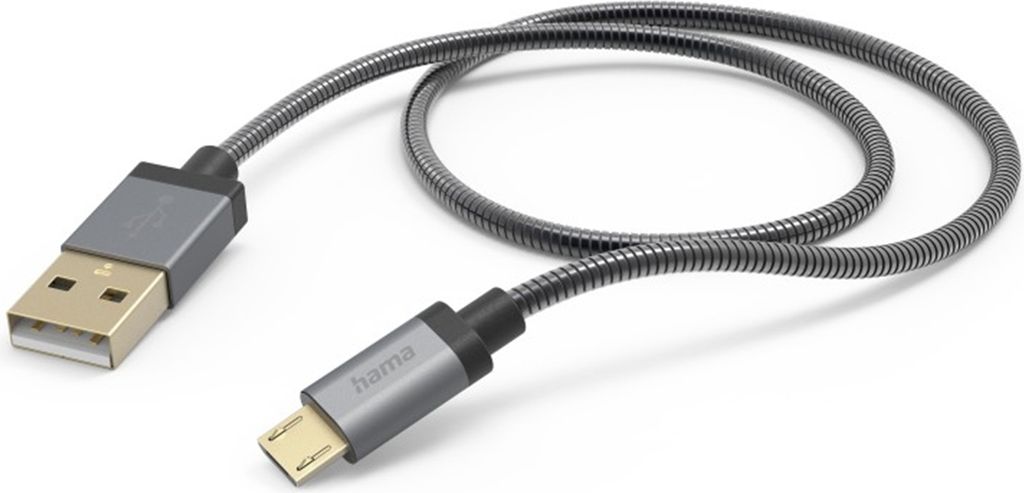 Hama Ladekabel "Metall", USB-A - Micro-USB, 1,5 m, Metallmantel,