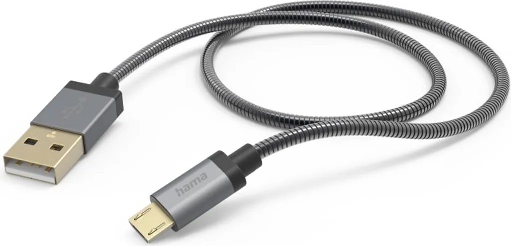 Câble Micro-USB 1,5m anti-nœuds en métal anthracite ultra résistant