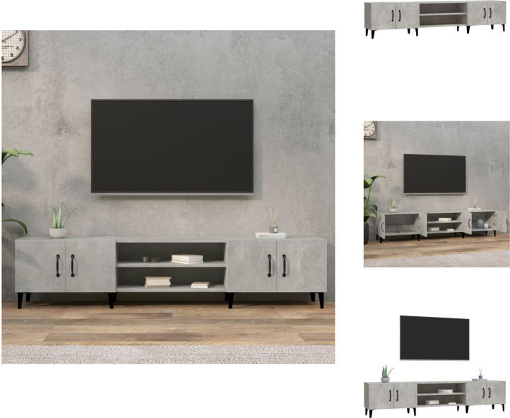 vidaXL TV-Schrank Betongrau 180x31,5x40 cm Holzwerkstoff - TV-Möbel