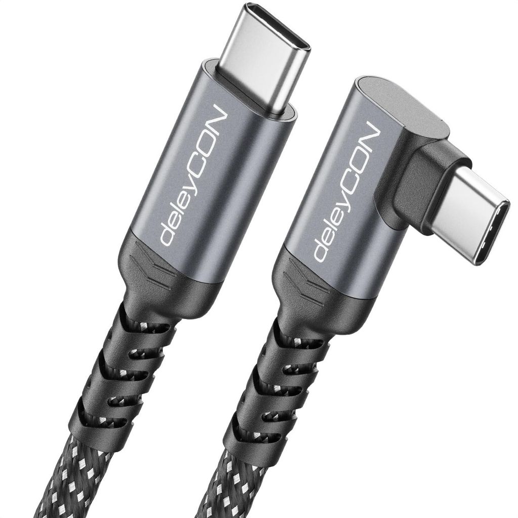 deleyCON 1,5m USB-C Kabel 240W 90° gewinkelt USB-C auf Produktbild 