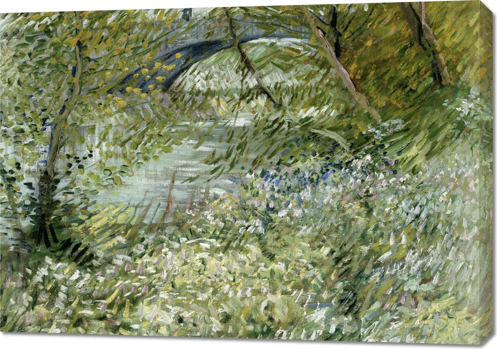 Obraz 100x70cm River Bank in Springtime, Van Gogh Vintage Zdjęcie produktu 