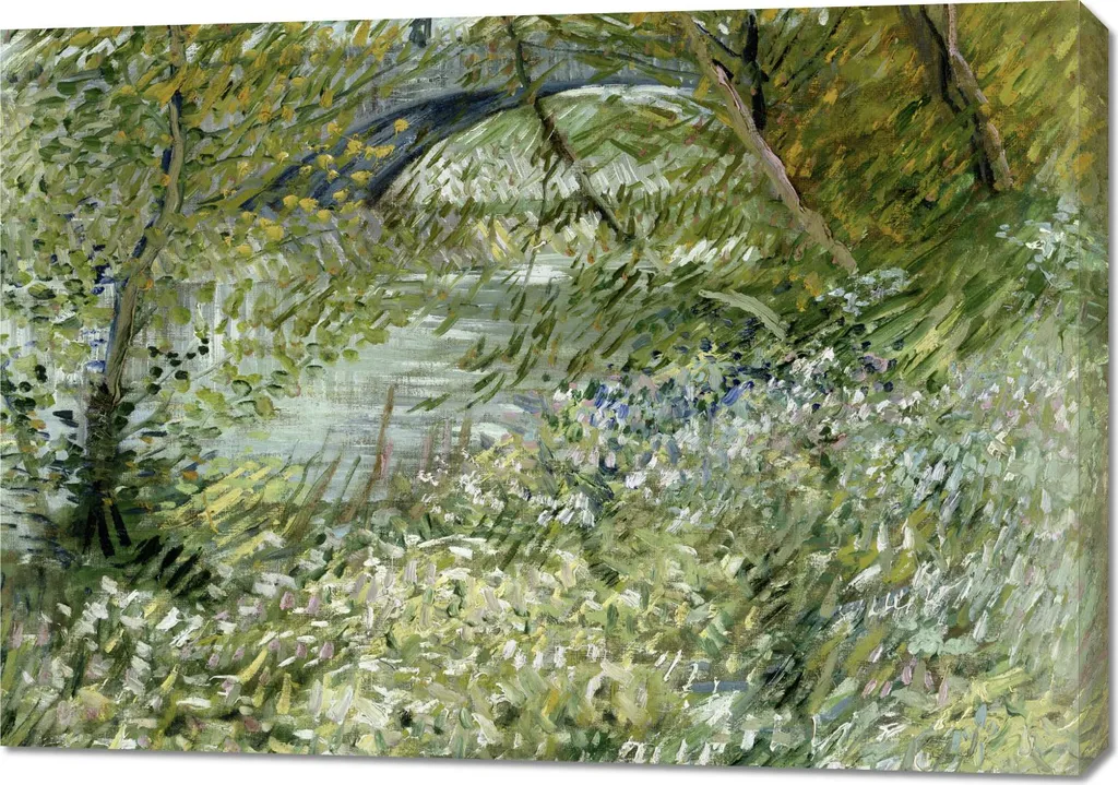 Quadro Su Tela Van Gogh Riva del Fiume Primavera 100x70 Vintage