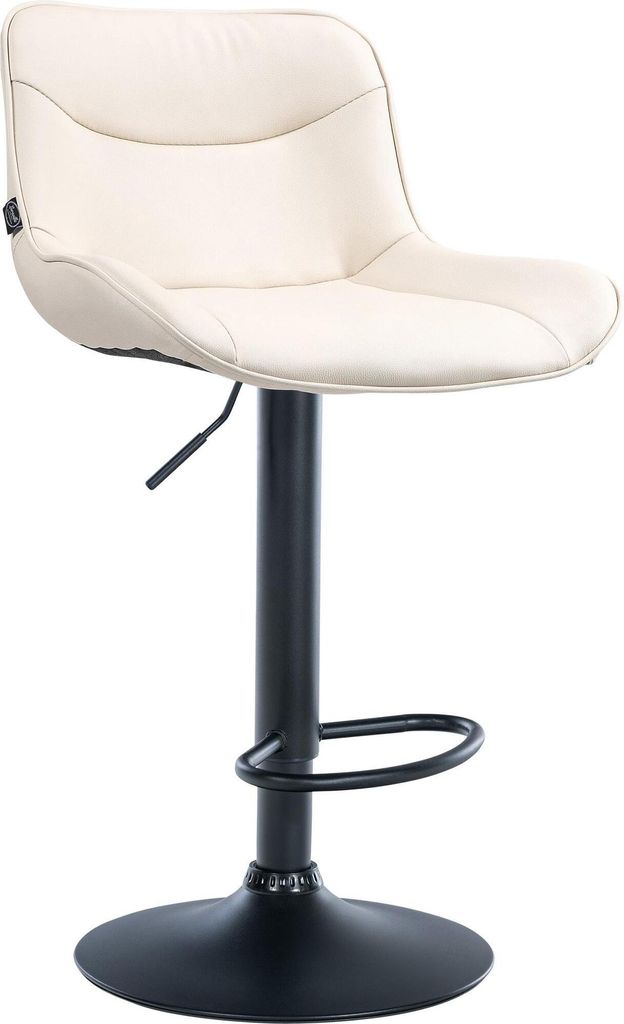 CLP Barhocker Vonore Kunstleder Höhenverstellbar Und 360 Grad Drehbar creme Gestell Farbe schwarz