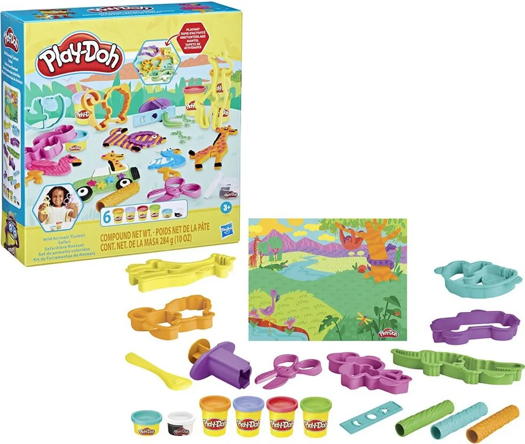Activité Créative Enfant Play-Doh Animaux Sauvages Jeu de Modelage 3D