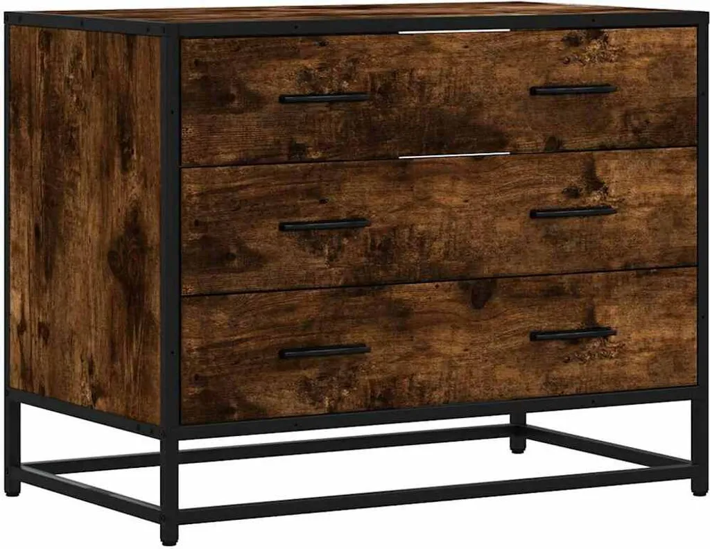 Offerta SYFAX™ Cassettiera Rovere Fumo 70x41x56 cm Legno Vero