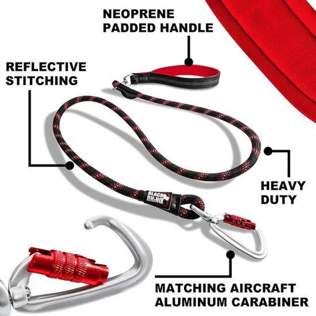 Robuuste Aluminium-Hundeleine mit ultrazahmem Neopreen-Griff | Aluminium-Karabiner für Flugzeuge | reflektierende, wetterbeständige Hundeleine