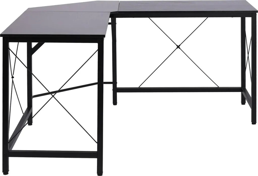 Bureau en L Noir Structure Métal 70kg de Charge - Large Surface 150 cm
