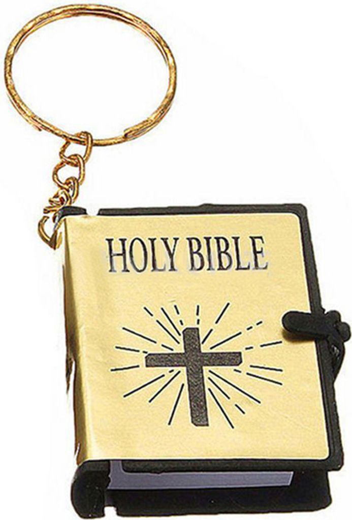 1 Stück Christian Jesus HEILIGE BIBEL Mini-Geldbörse Schlüsselanhänger Schlüsselanhänger hängender Anhänger-Gold