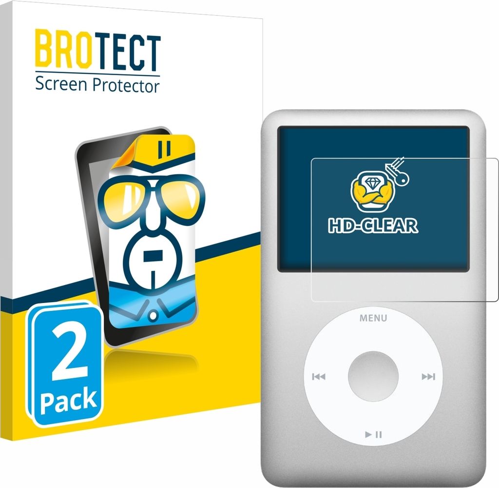 2x Für iPod classic Gen 5-7 Schutzfolie BROTECT Displayschutz Display Schutz Folie Klar Transparent