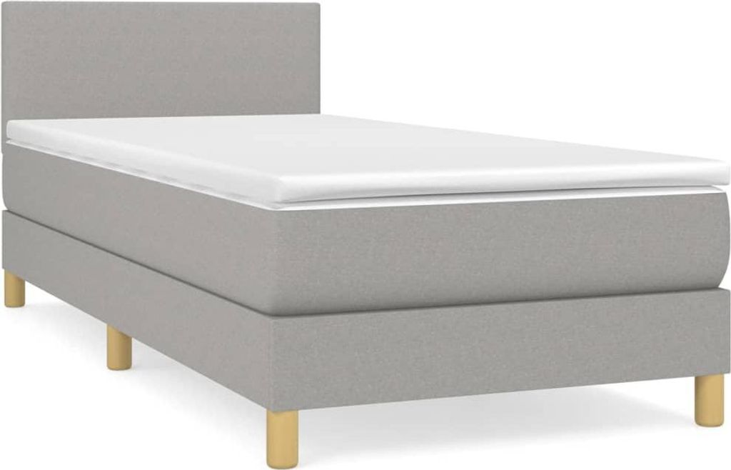 vidaXL Boxspringbett mit Matratze Hellgrau 90x190 cm Stoff