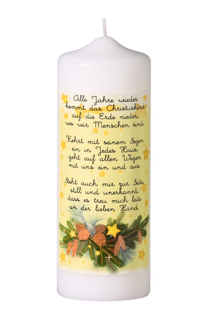 Weihnachtskerze Christmas Carol "Alle Jahre wieder" 20 x 7 cm