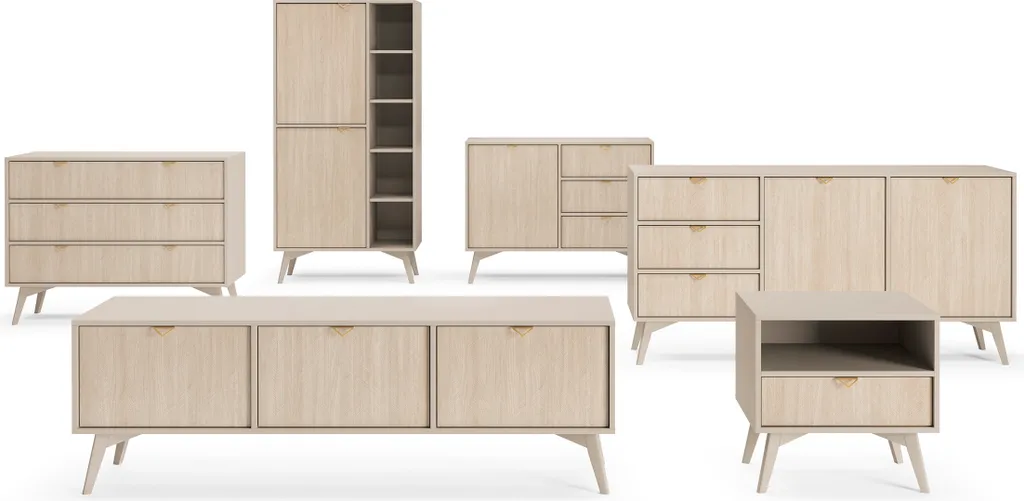Table d'appoint WOOD 54 cm - Table de nuit beige pour lit boxspring