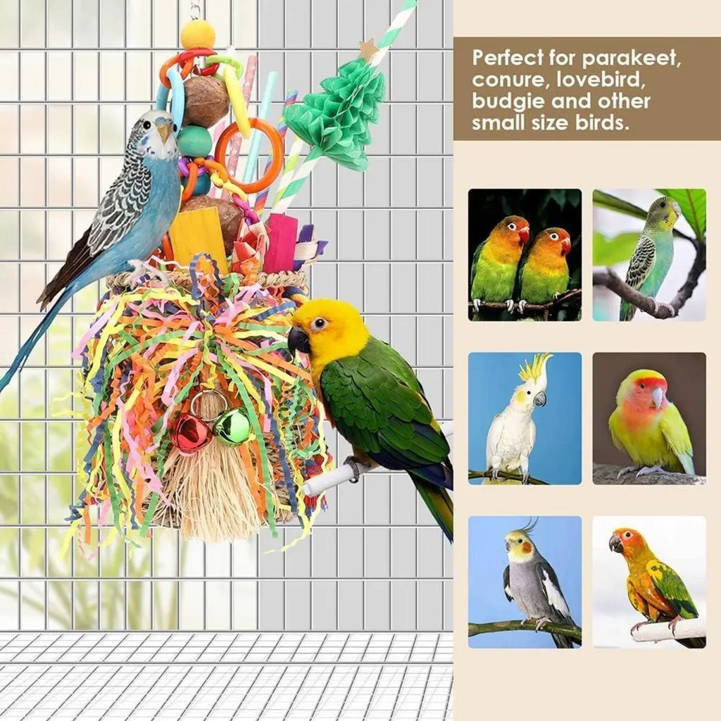 Giocattolo Interattivo Uccelli: Cestino Alghe e Legno Multicolore - 6
