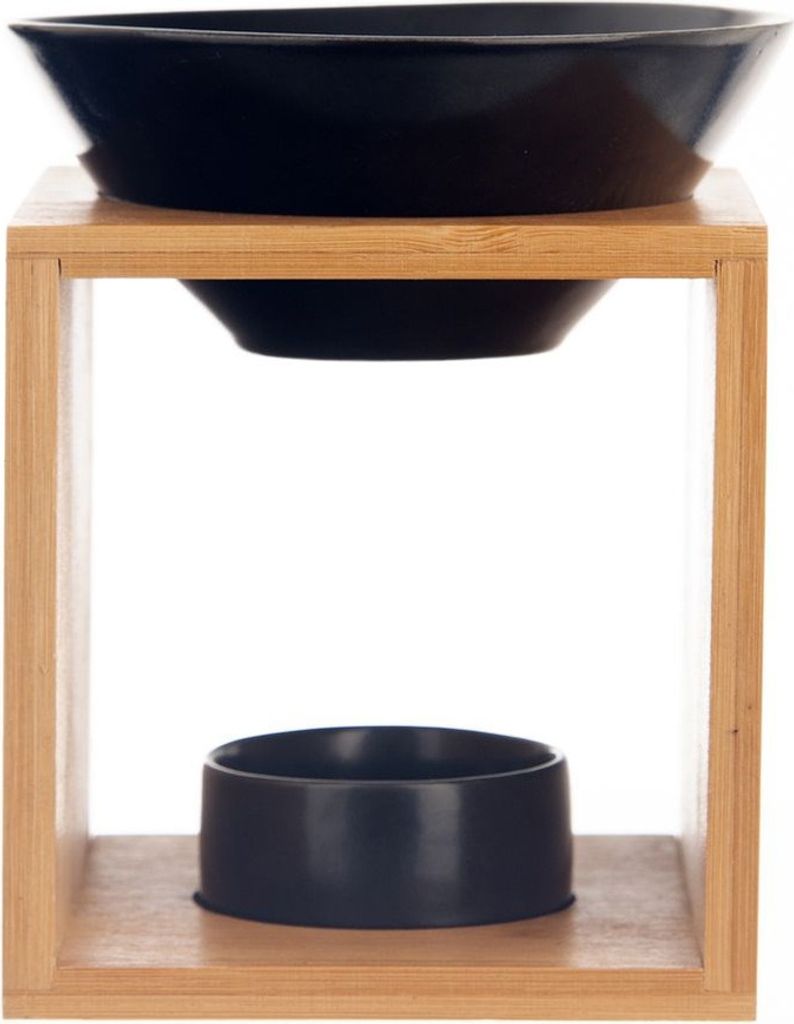 Duftkamin aus schwarzem Bambus für Öle, Wachs und Kerzen für die Aromatherapie
